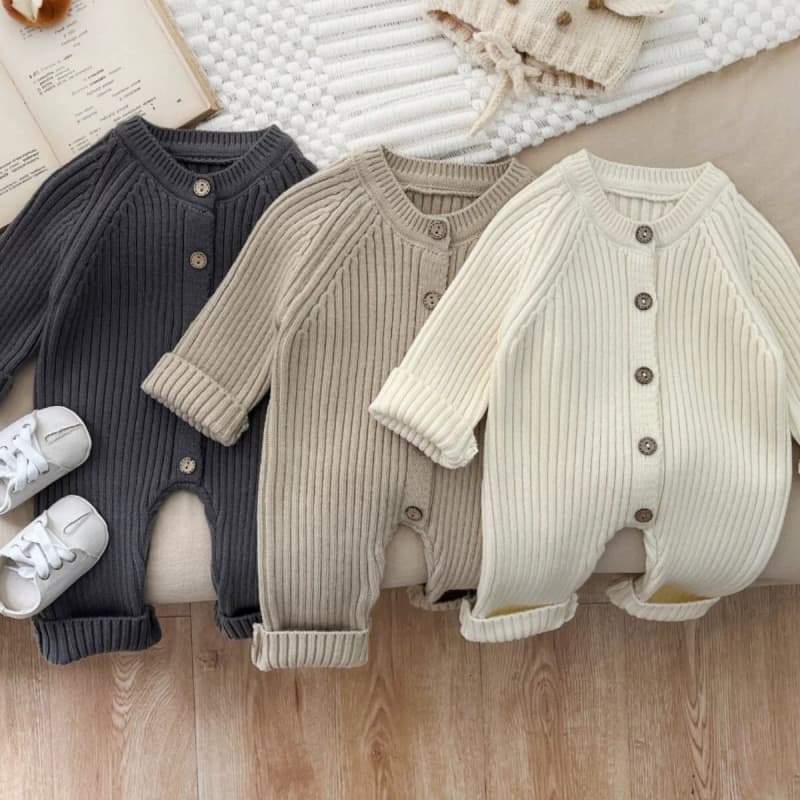 2025 New Korean-style Baby Romper Autumn/Winter Knitted Jumpsuit for Boys and Girls, 6-12 Months Baby Wool
