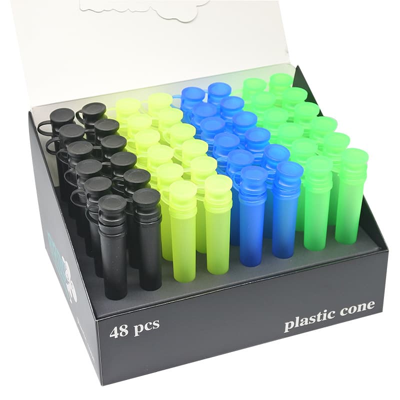 Foreign trade hot-selling plastic conical rolling tubes with lids, moisture-proof sealed horn tube storage roll cone.
