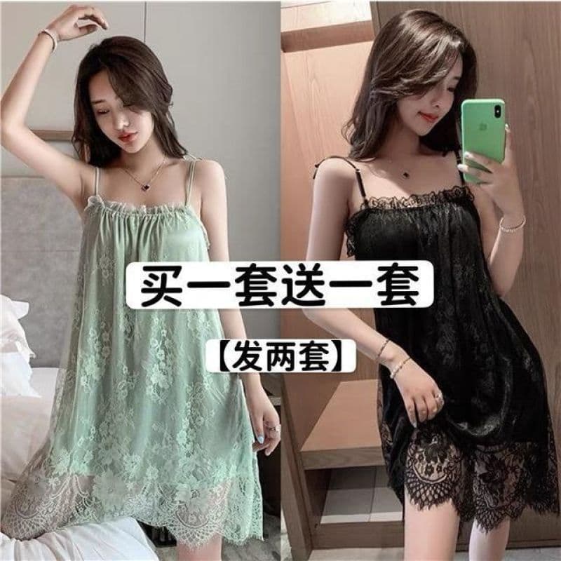[Buy One Get One Free] Sexy Plus-Size Internet Celebrity Suspender Nightgown for Women, New Summer Style Lace-Trimmed Sleepwear
