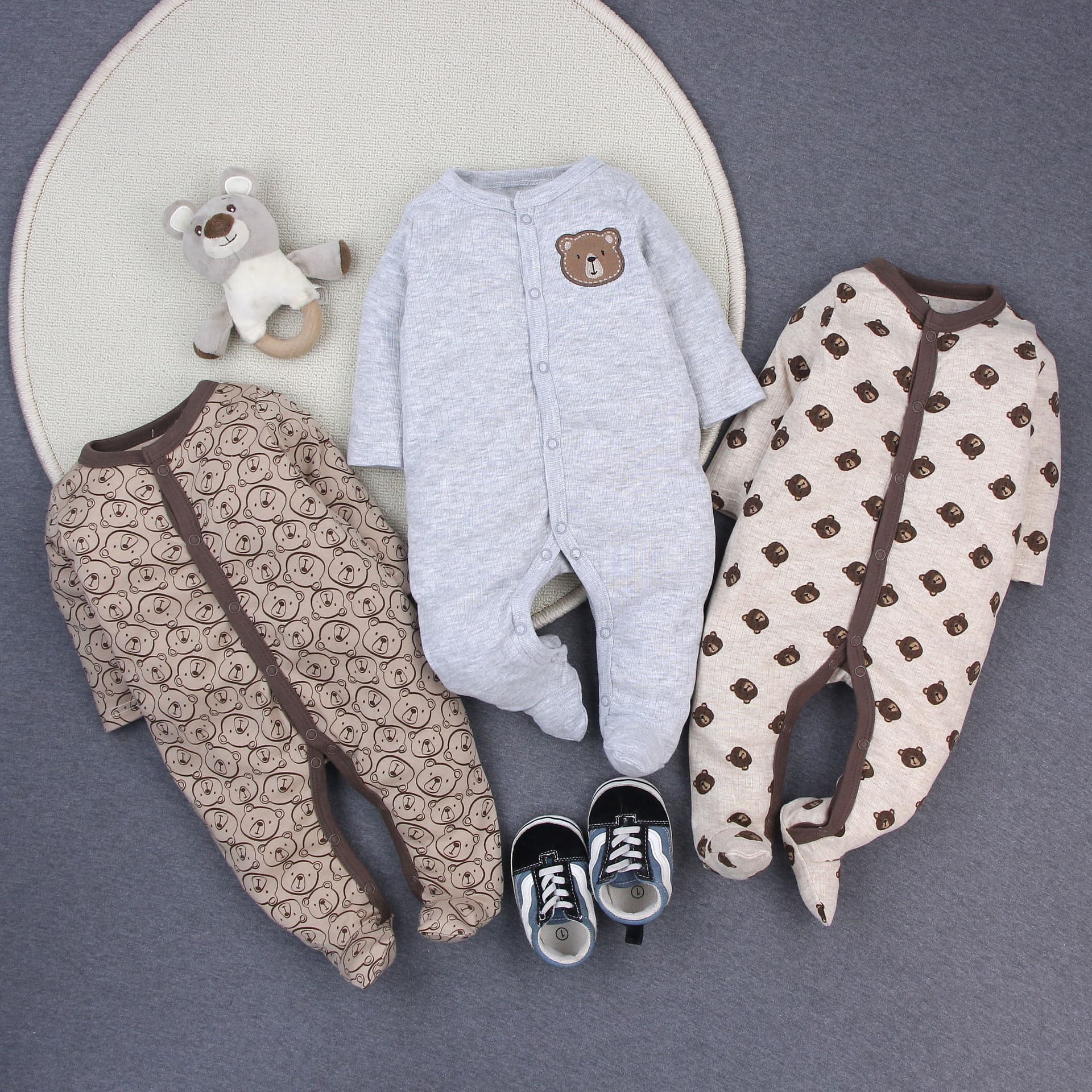 Baby Crawling Romper, Infant Onesie with Footies, Baby Sleepwear Set, Long Sleeve