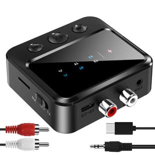 Bluetooth 5.4 RCA Vintage Audio Receiver Transmitter One-to-Two Dual Transmit Dual Receive Supports TF Card MP3 Playback