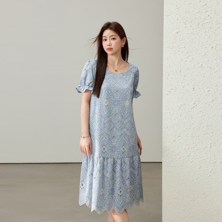 【Life Like Summer Flowers】Bohemian Ethnic Style Pure Cotton Dress Xianlixiu Plus Size Women's Summer New Arrival