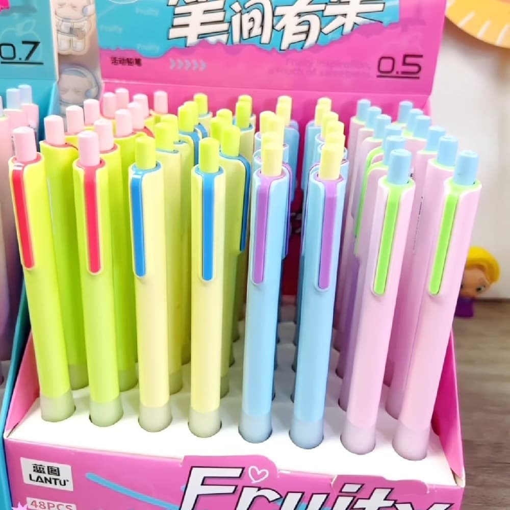 Macaron Color Push-Type Gel Pen, Creative Candy Color Student Pencil, Automatic Pencil, Mechanical Pencil, Fruit Color