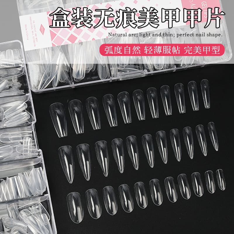 Wholesale boxed seamless manicure nails square drop-shaped oval wearable nail salon fake nail patches