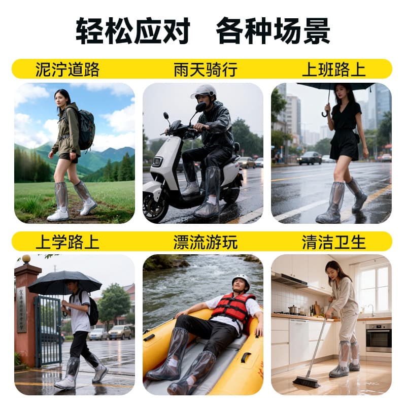 Disposable Rain Shoe Covers for Grassland, Anti-Dirt, Waterproof, Anti-Slip, Thickened and Wear-Resistant, Men's and Women's Rainy Day Protective Foot Covers, Rain Boot Covers
