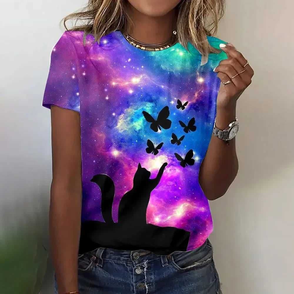 2024 Factory Summer 3D Digital Printing Customized Women's Casual Short Sleeve Round Neck American Independence Day July 4th