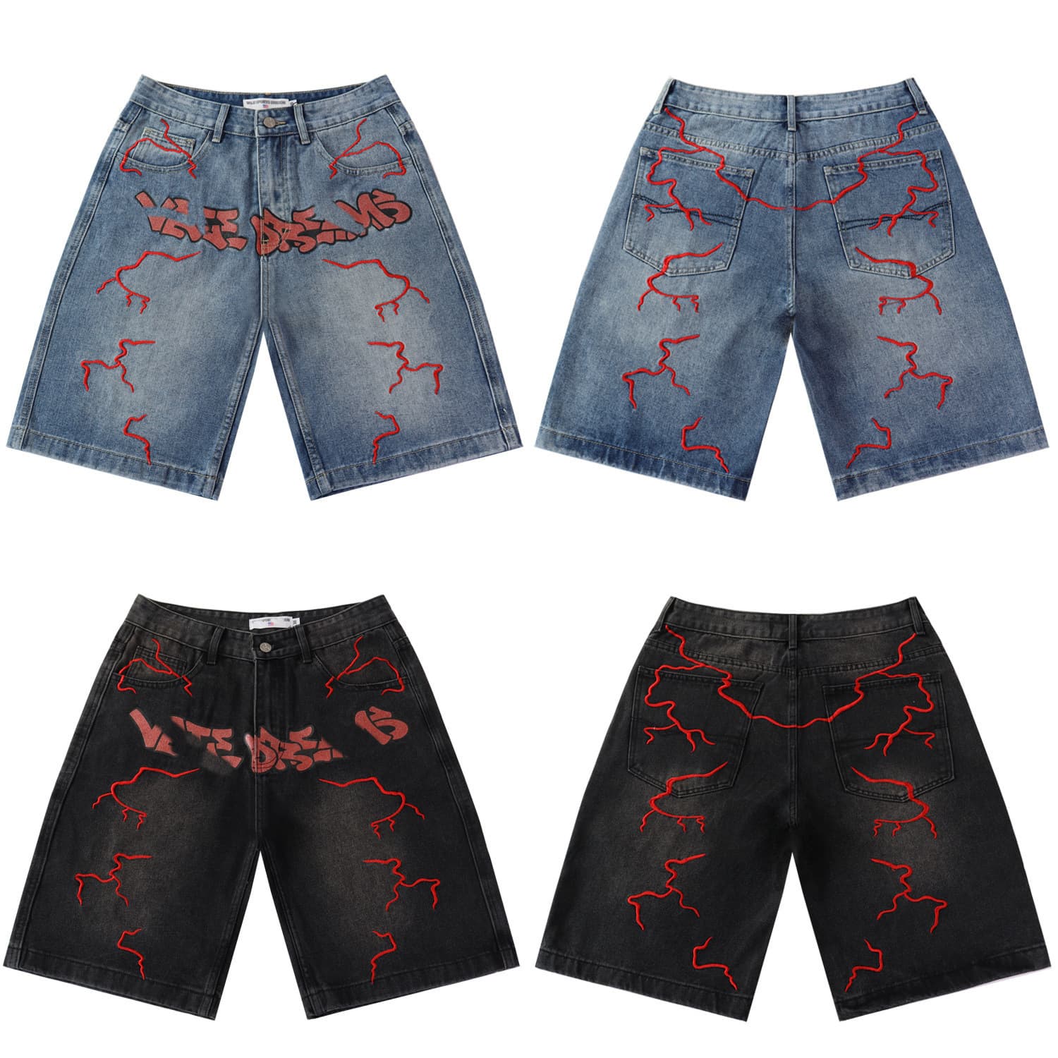Men's denim shorts Vale stretch multi-craft slim embroidered slim men's summer straight casual shorts