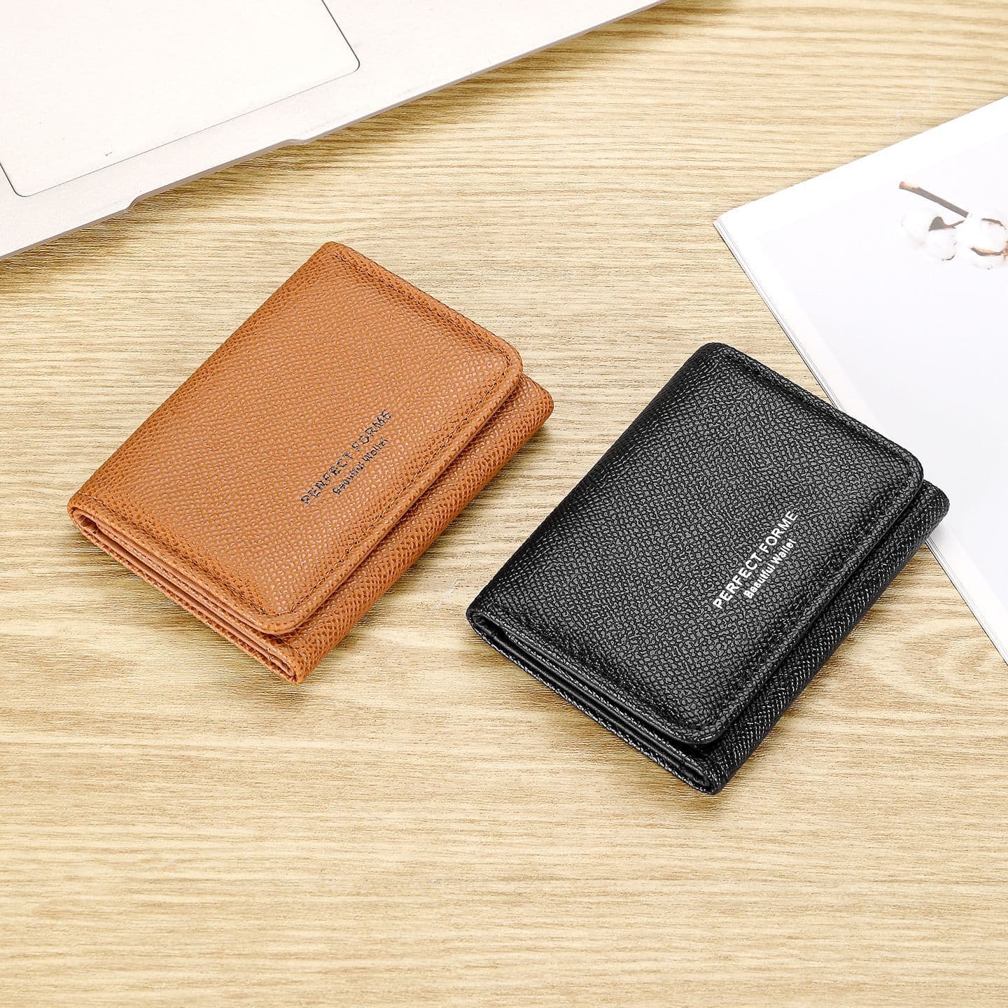 New Women's Short Wallet Ins Female Student Zipper Pebble Grain Coin Purse Fashionable Tri-Fold PU Small Wallet