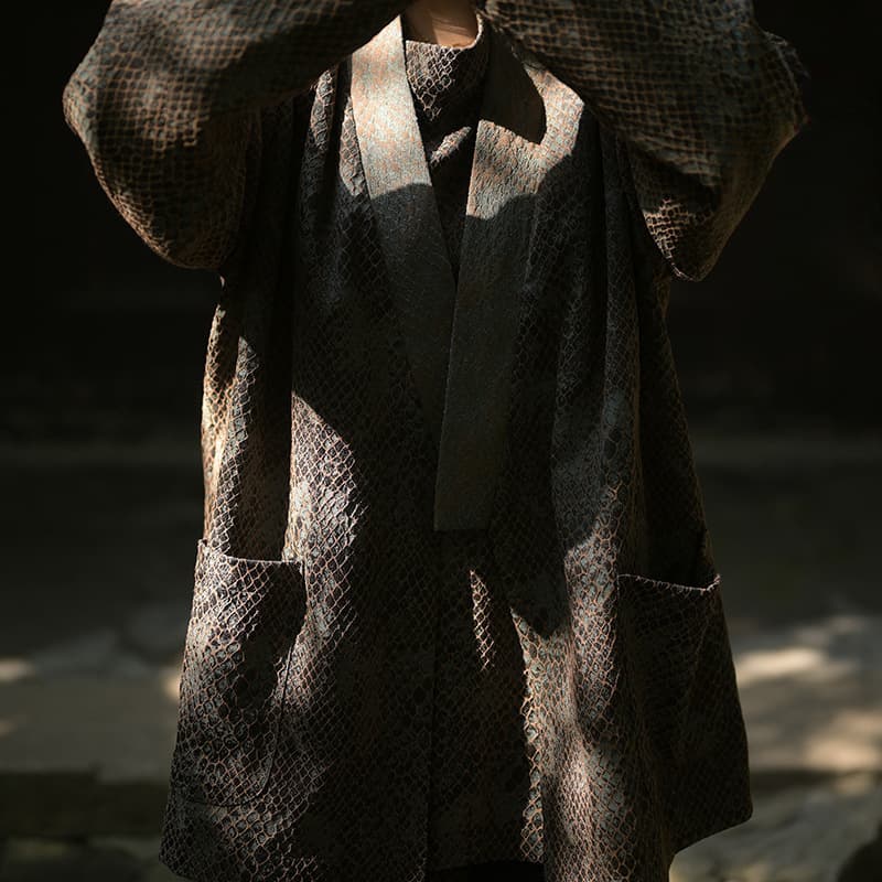 Cross-border Three Provinces Six Ministries [General] Chinese Style Python Pattern Jacquard Men's and Women's Couple Hanfu Taoist Robe New Chinese Style