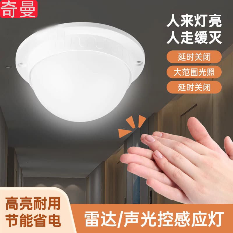Qiman Smart Sound and Light Controlled Sensor Light, Delay Function for Corridors, Ceiling Lamp for Bathrooms and Hallways