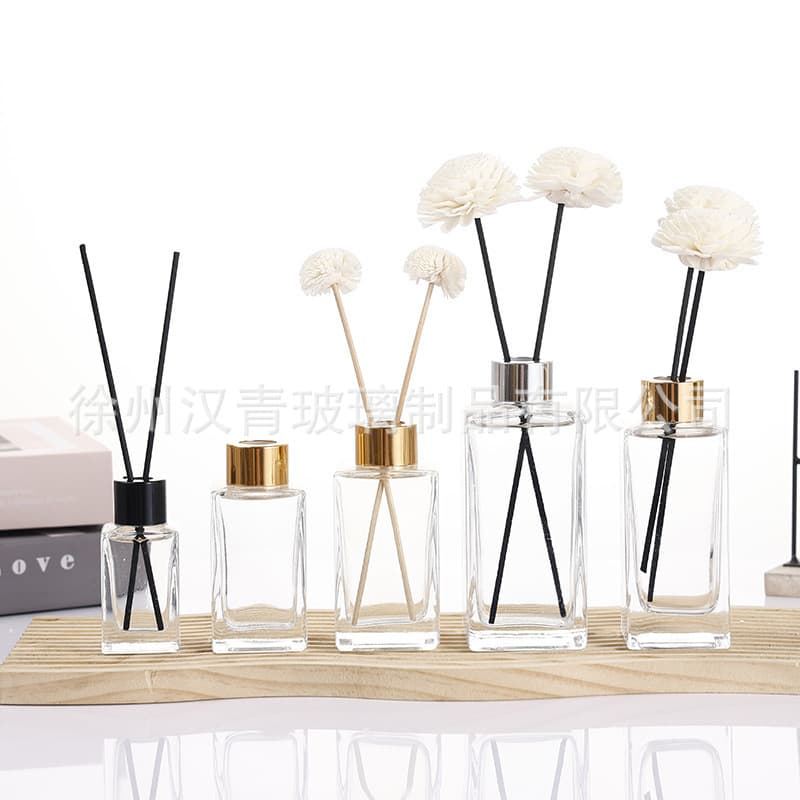 Manufacturer wholesale rectangular aromatherapy bottle fireless rattan aromatherapy volatile bottle fragrance car diffuser bottle glass bottle