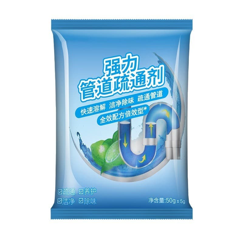 Drain cleaner, 50g, for bathroom, toilet, floor drain, grease, anti-clogging, deodorizing, and hygienic.