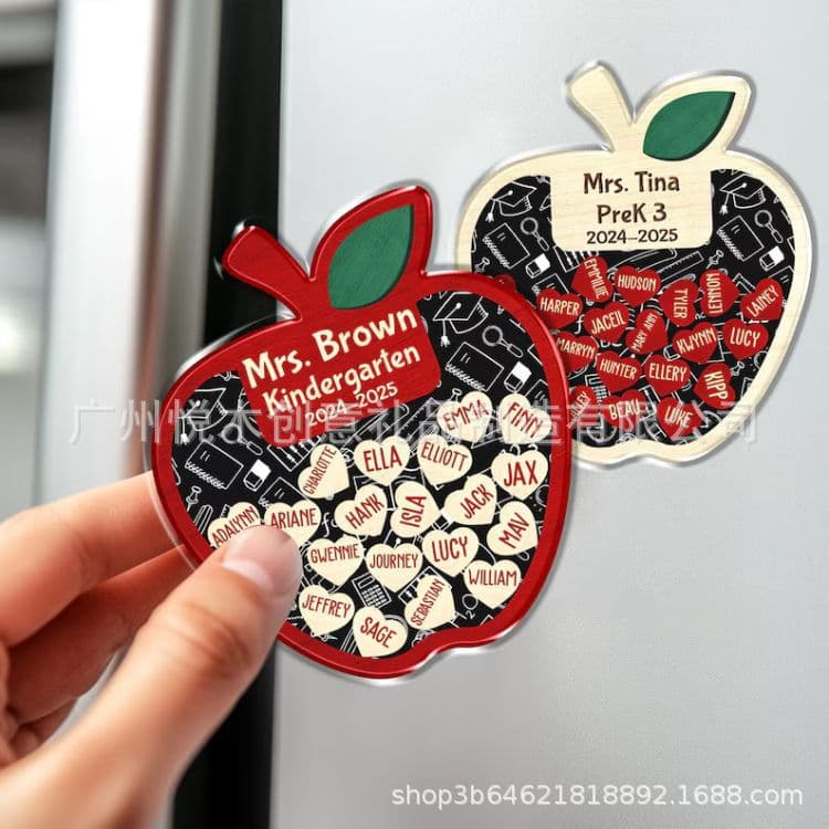 Personalized Apple Magnet Shaking Fridge Magnet Thank You Teacher Gift Student Appreciation Gift