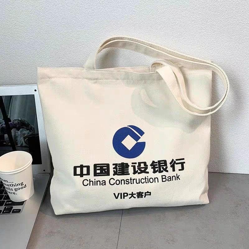 Custom Bank VIP Client Fashion Personalized Design Canvas Bag Unisex Handheld Shoulder Student Work Book Bag