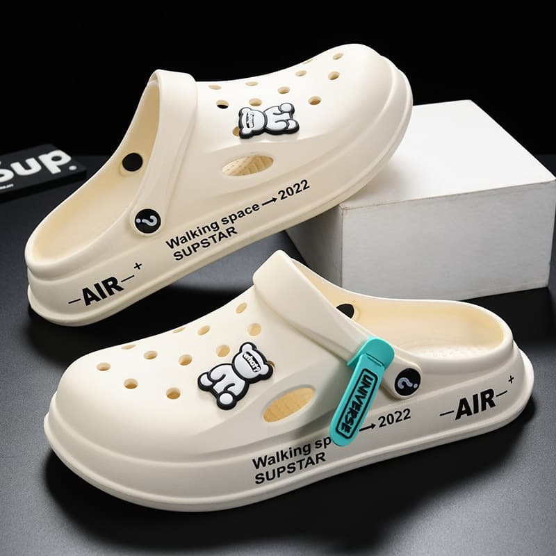 Crocs Men Summer Non-Slip Soft Sole Cloud-Like Toe-Cover Slippers Outdoor Sports Platform Beach Sandals