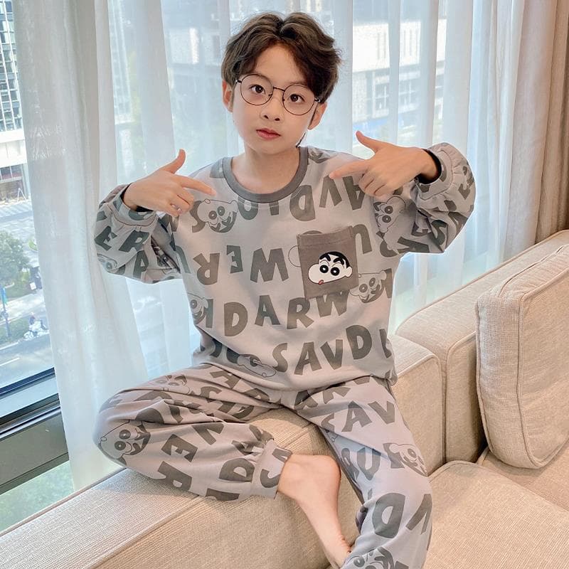 Children's Pajamas Boys Long Sleeve Thin Cotton Cartoon Kids Spring Autumn Cotton Suit Homewear