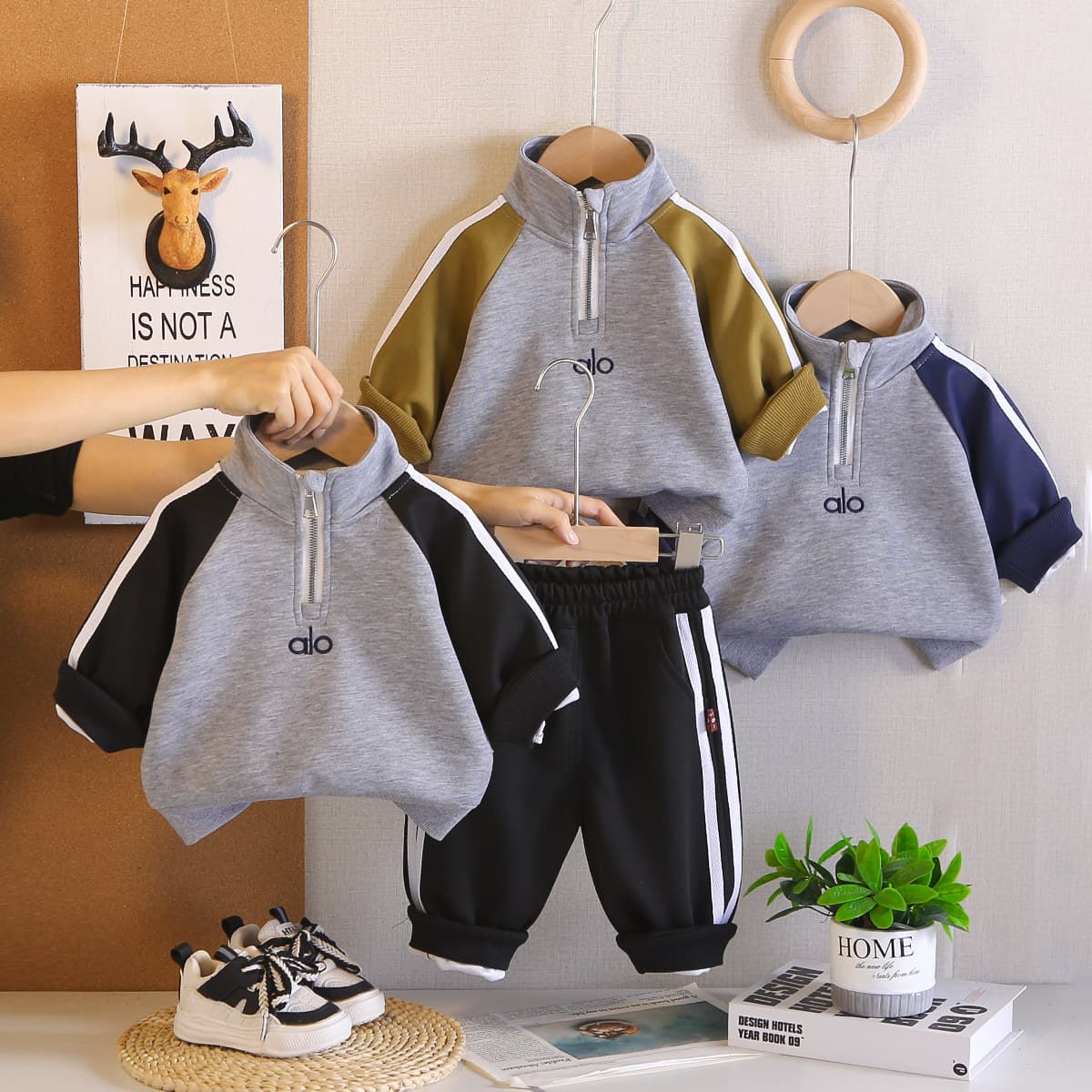 Boys' Spring Casual Set, Infant Kids' Sportswear 2026 New Style Zipper Two-Piece Outfit