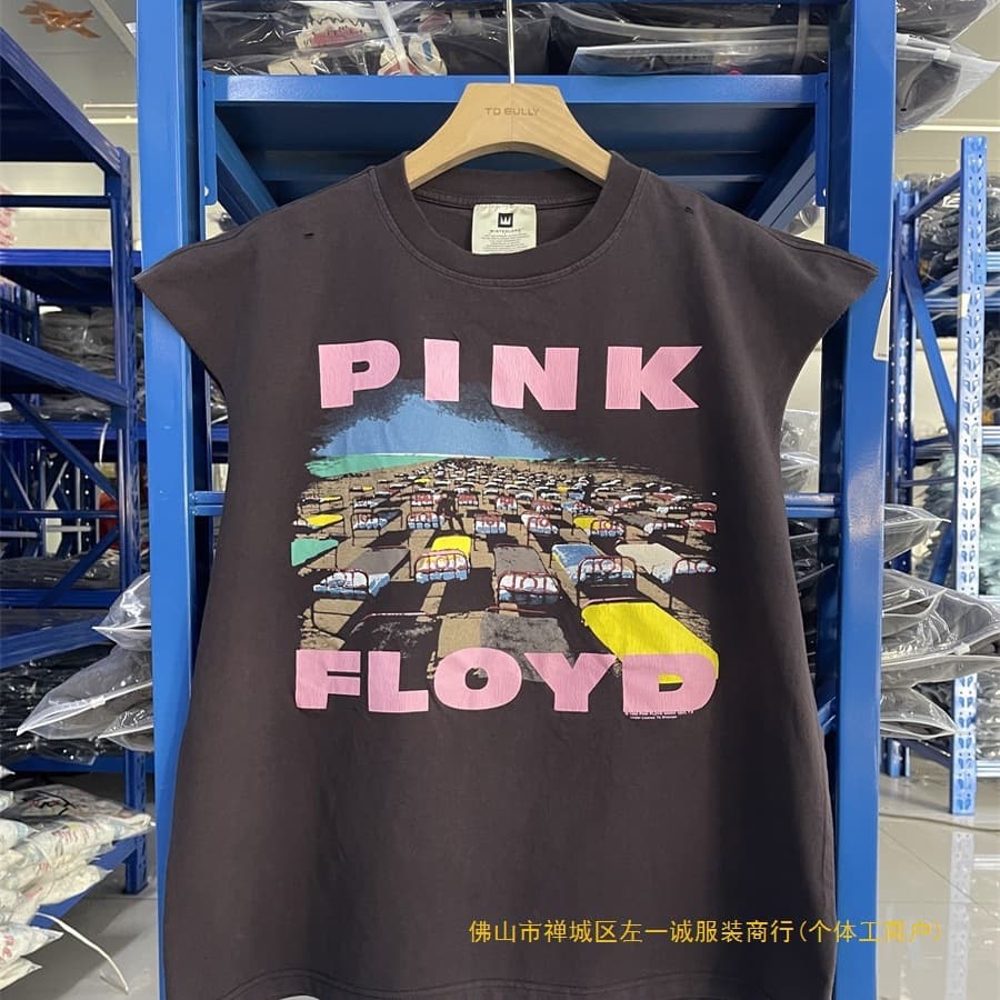 PINK FLOYD rock retro distressed washed VINTAGE printed sleeves vest high street loose sleeveless T-shirt