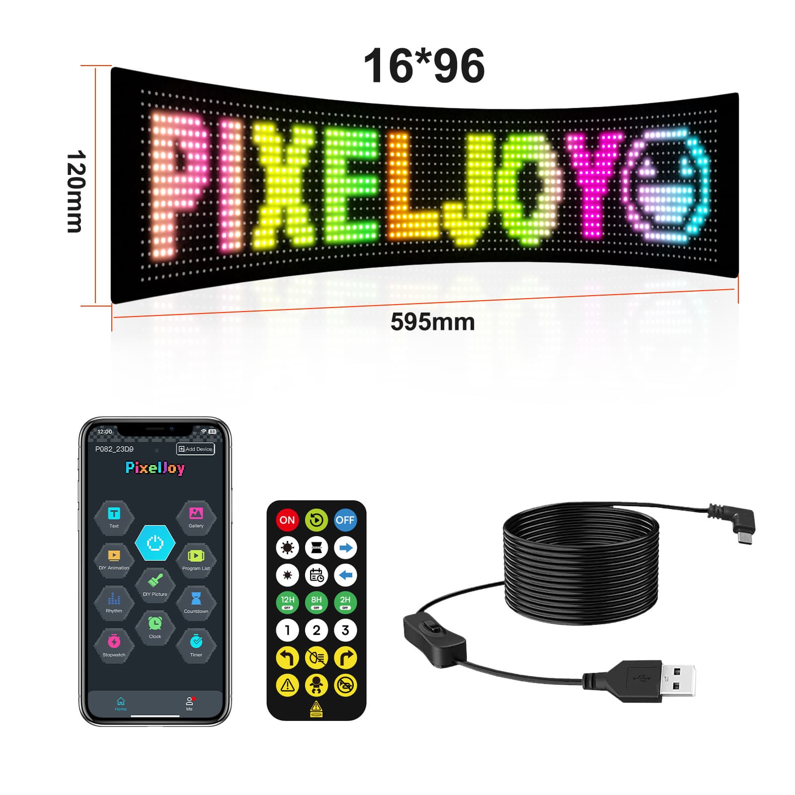 LED Flexible Screen Soft Panel Car Rear Window RGB Full Color Demon Eye USB Waterproof Fun Display Screen