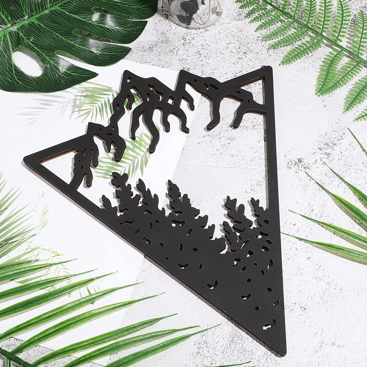 Cross-border home wooden wall handicrafts mountain tree wall decorations hollow mountain wooden wall hanging decorations