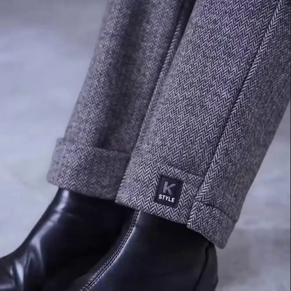 Petite Women's Winter Pants Fleece-Lined Wool Wide-Leg Straight Pants, Middle-Aged Mom Outfits for Autumn and Winter, Versatile Outer Wear Long Pants