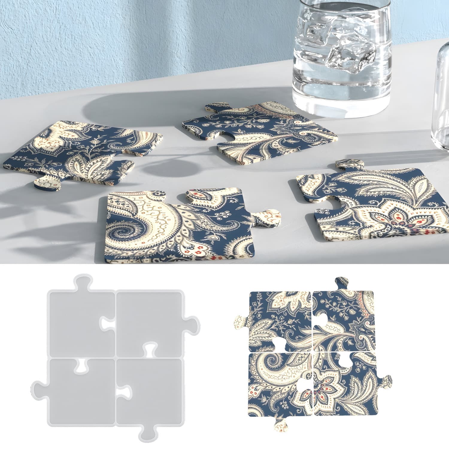 DIY Splice Coaster Epoxy Mold Desk Heat-Resistant Coaster Creative Gypsum Silicone Mold