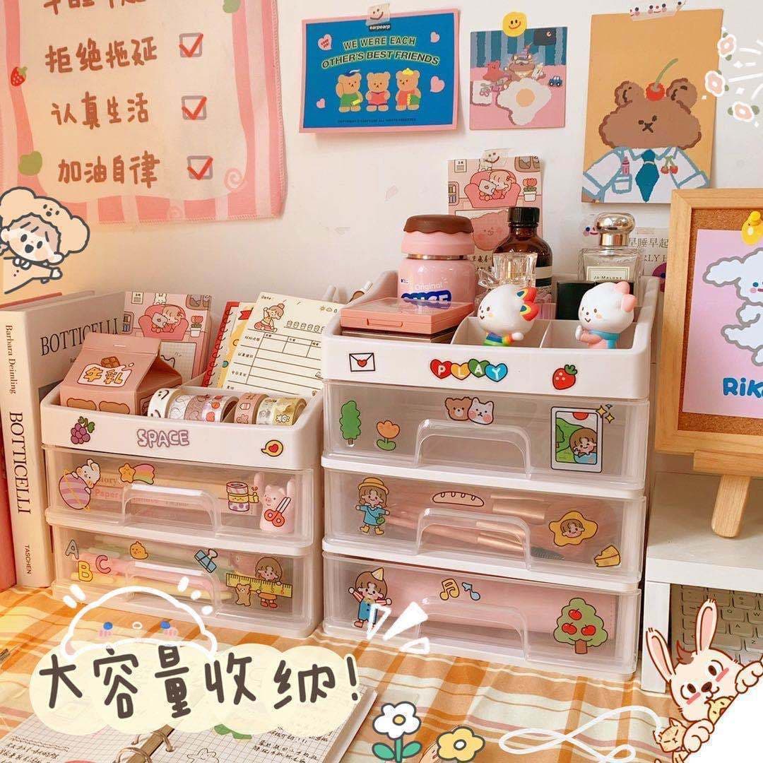 Dressing Table Desktop Drawer Dormitory Cosmetic Storage Box Desk Tape Stationery Organizer Shelf