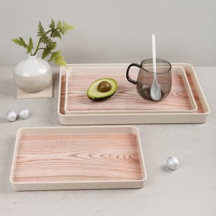 Melamine tray Japanese style home use light luxury, teacup water cup tea tray, internet celebrity living room wood grain bamboo grain plastic tea tray