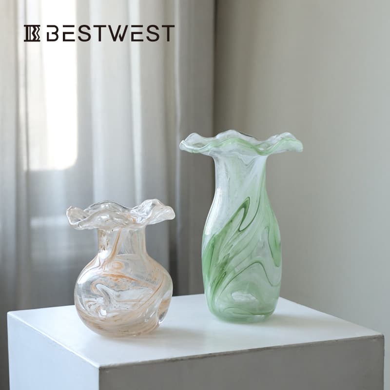 Light Luxury Hand-Blown Glass Vase Forest Vase Set Ornaments Hydroponic Flower Arrangement Living Room Home Soft Decoration