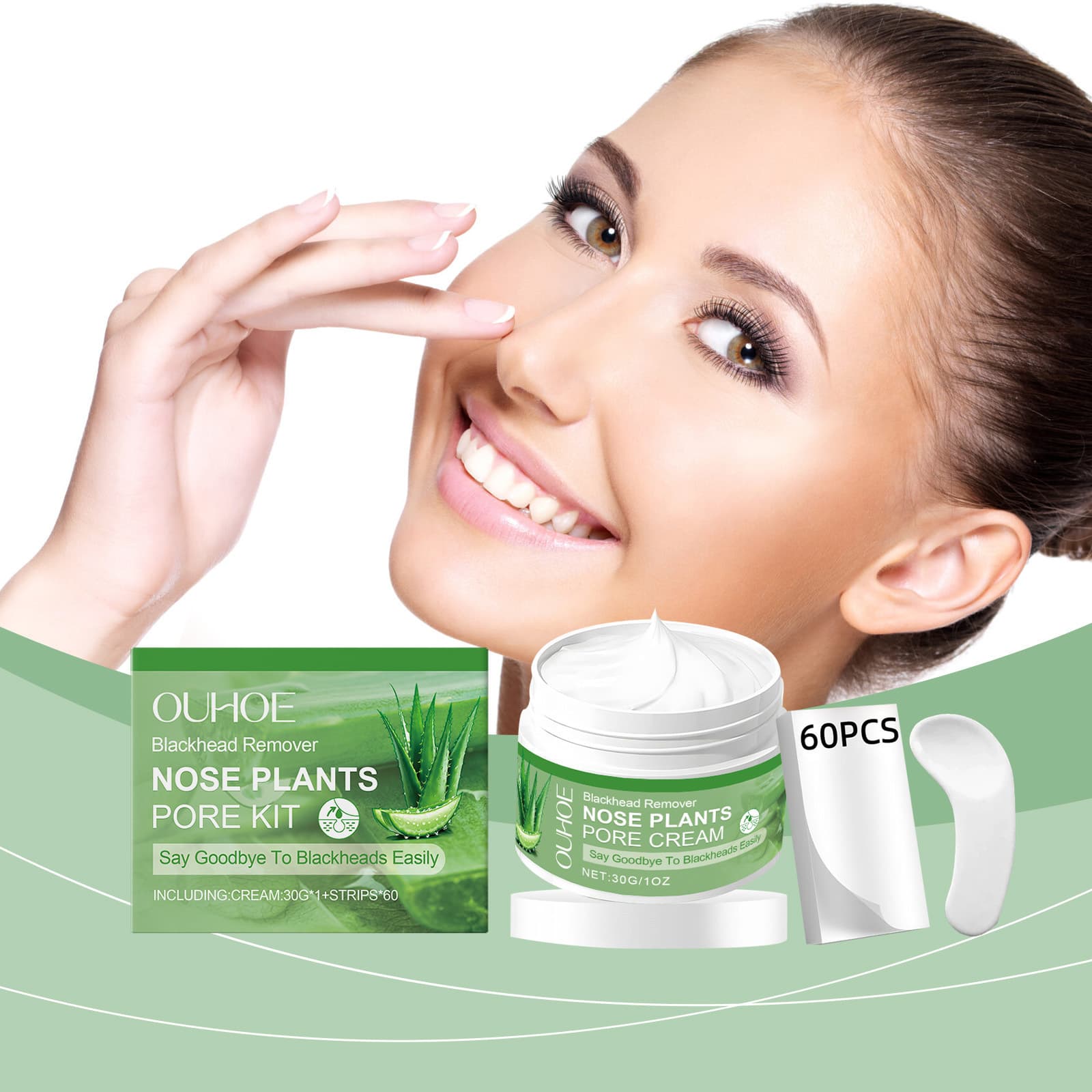 OUHOE Blackhead Nasal Mask Kit, gently cleans blackheads, tightens and tightens pores, and applies nasal mask mask