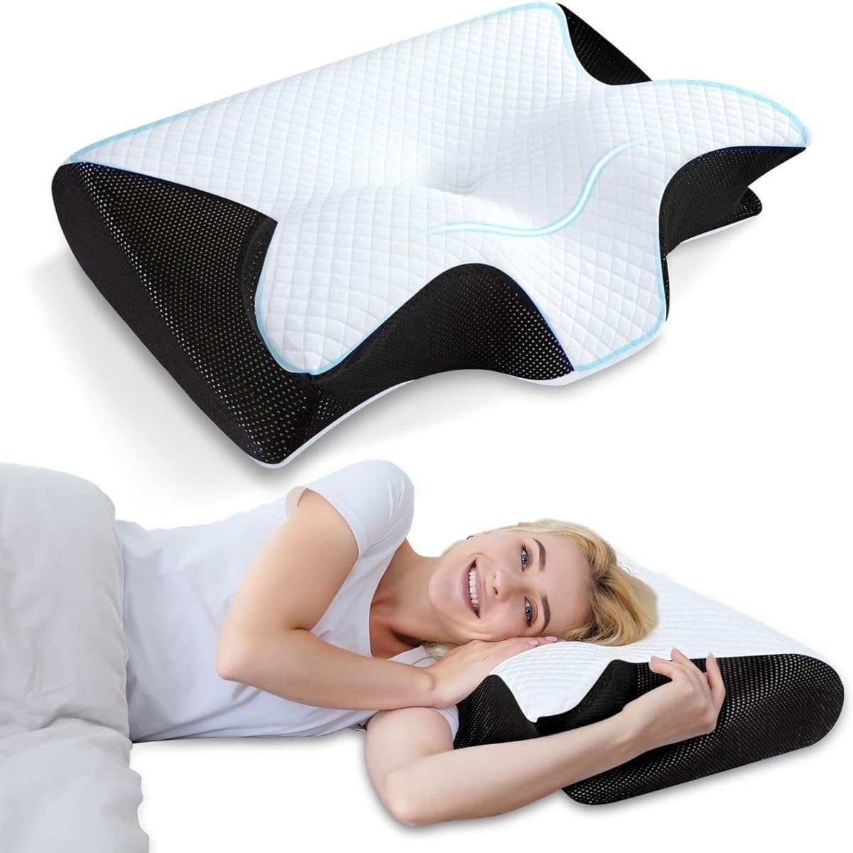 New cross-border Amazon horn butterfly pillow neck support sleep pillow slow-rebound memory cervical pillow