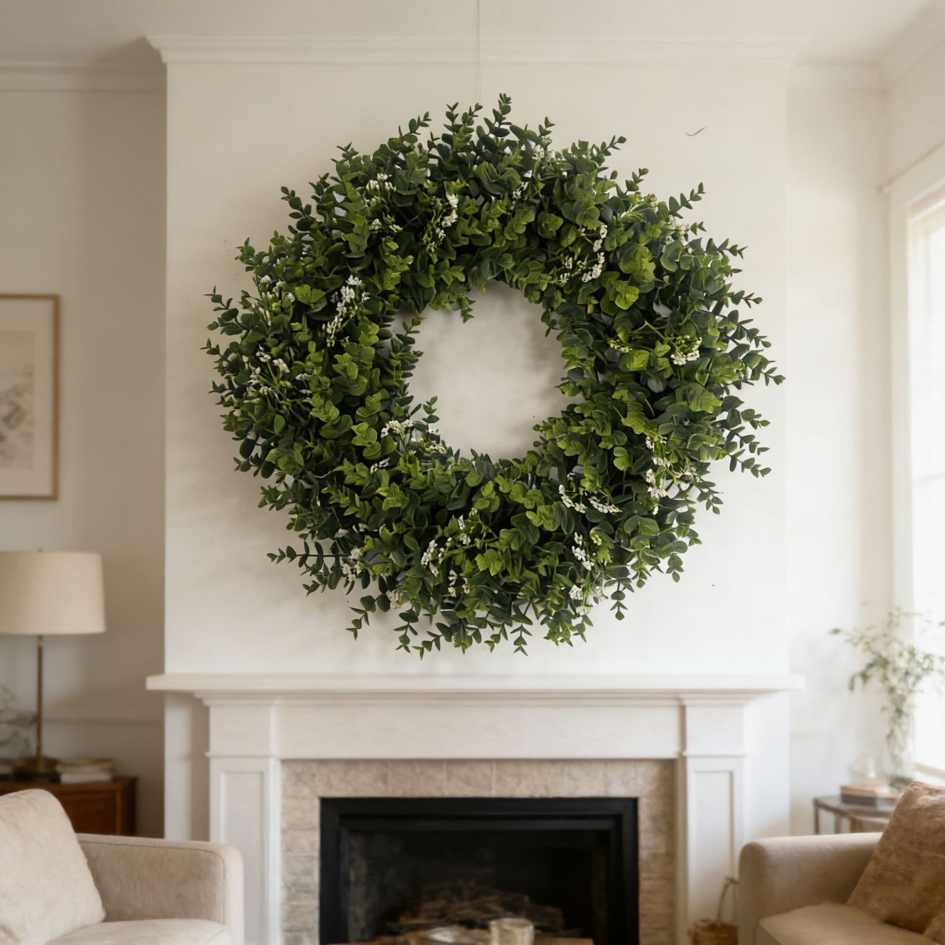 Artificial Wreath with Green Plants, Milan Grass, Peanut Grass, Heart-Shaped Wreath, Home Decoration, Window Plant Decoration, Door Hanging Accessory