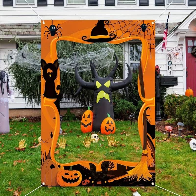 Halloween theme photo props blood handprint skull elements cross-border Halloween theme party decoration background cloth