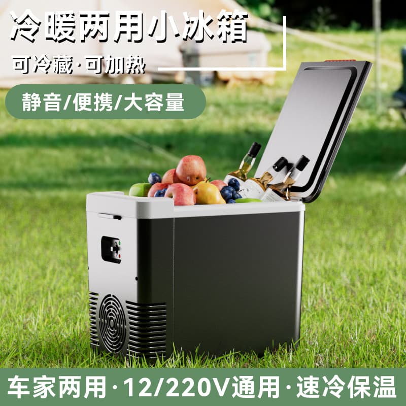 Car Refrigerator, Dual Use for Car and Home, 12V/24V Compatible, Universal for Trucks, Mini Portable Cooling and Warming Fridge