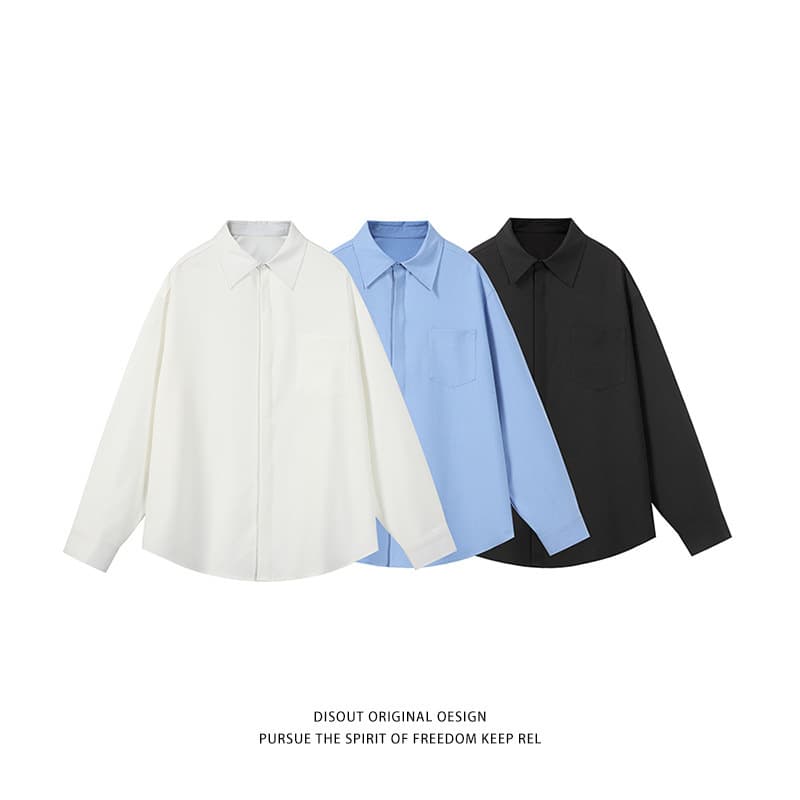 Solid color shirt men's 2024 new autumn men's and women's fashion versatile trendy long-sleeved shirt Japanese unisex style shirt