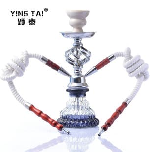 Cross-border In-Stock Single and Double Tube Small Twisted Ball Hookah Glass Accessories Arabic Hookah Pipe
