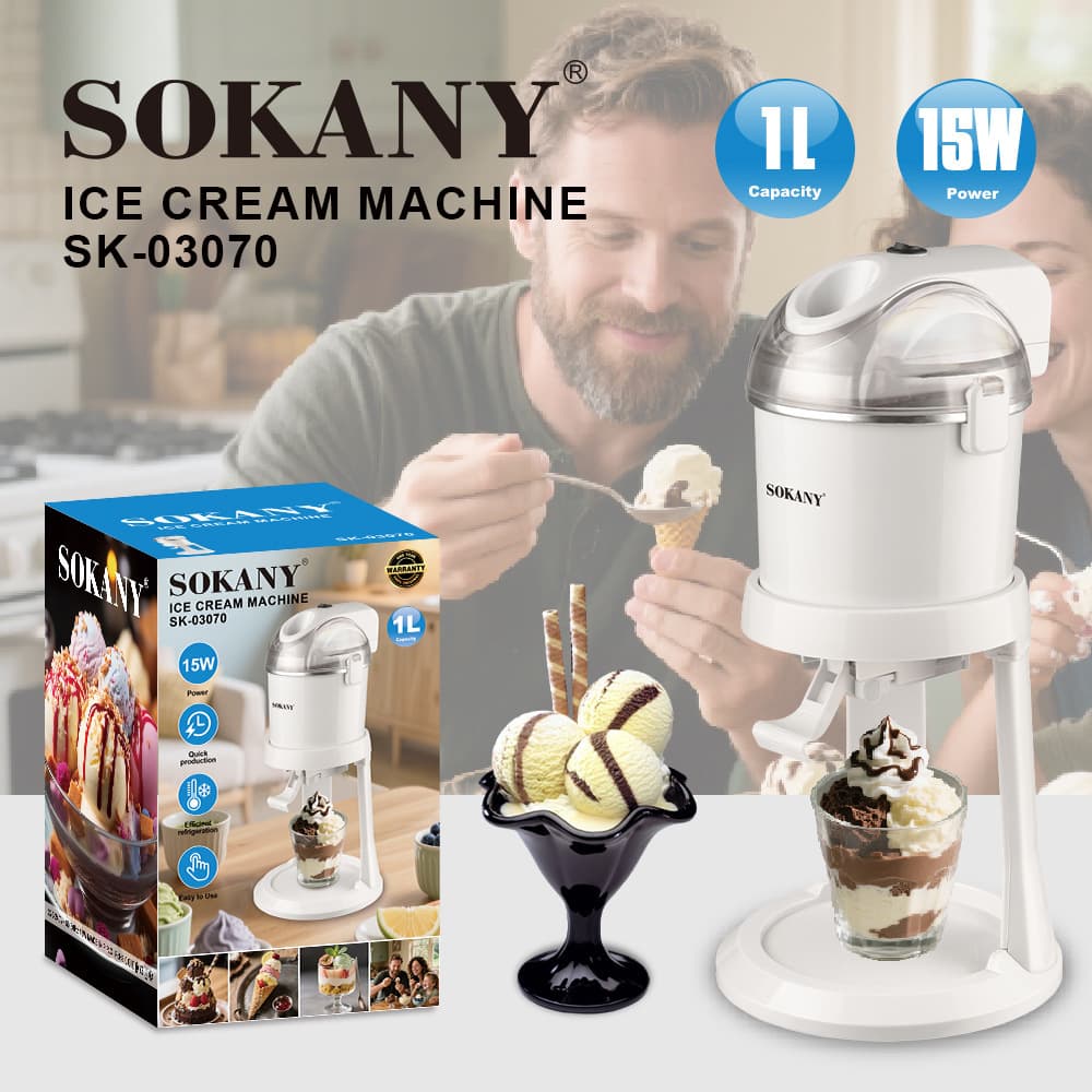 SOKANY03070 Ice Cream Maker for Foreign Trade, Small Household Ice Maker, Summer Drinks