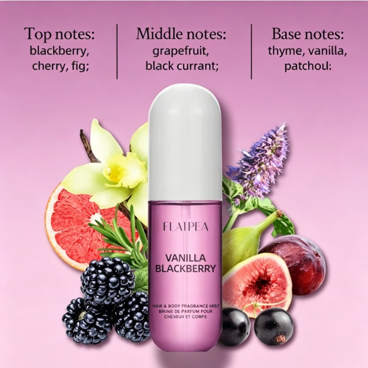 Cross-border Hot New Product Vanilla Blackberry Hair Spray Long-lasting Fragrance Perfume Fruity Floral Scent Wholesale