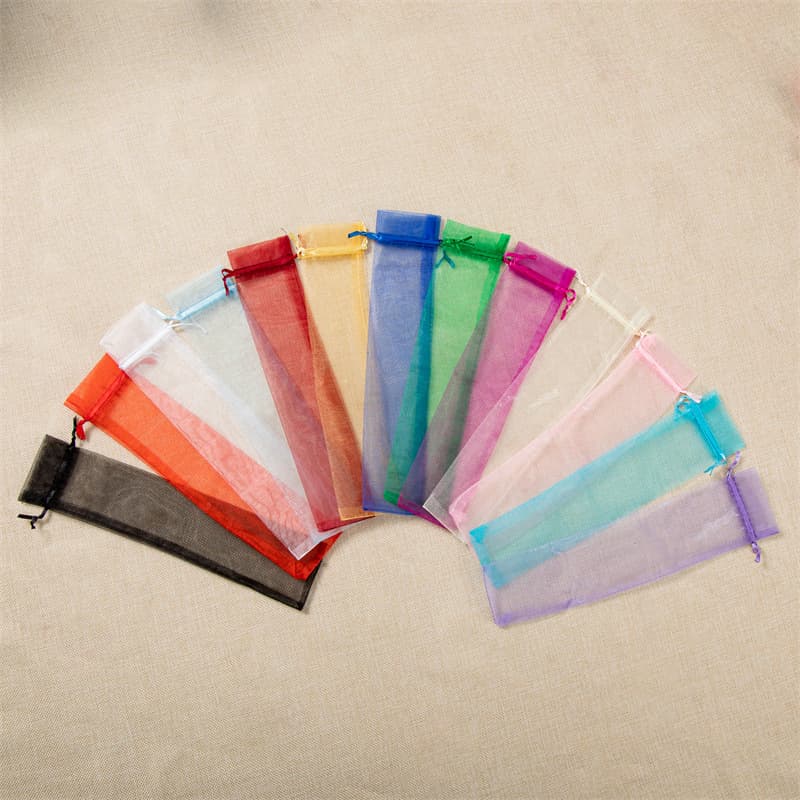 Amazon Best Seller, Stock Available, 6*26 White Fan with Mesh Bag, Solid Color Organza Drawstring Bag, Wooden Fan Packaging