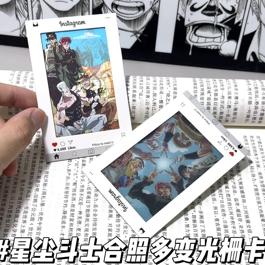 JOJO Stardust Crusaders Group Photo Lenticular Card JOJO Group Photo Anime Merchandise Card Small Pendant Gift for Friends