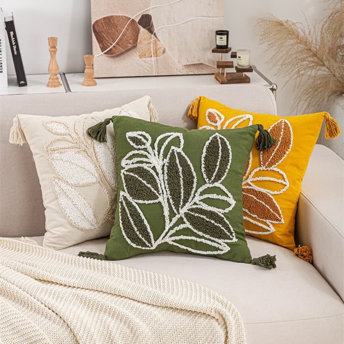 Nordic Ins-Style Embroidered Pillow Cover, Plaid Living Room Sofa Back Cushion, Bedside Bolster, Moroccan Homestay Decorative Pillow