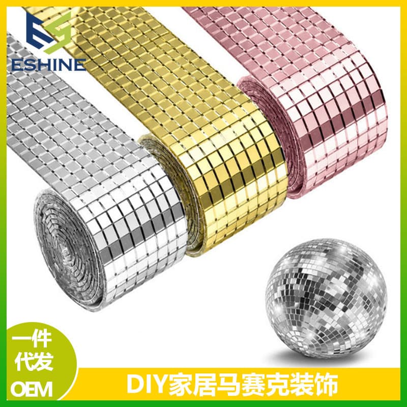 Mosaic Wall Sticker Creative DIY Self-Adhesive Acrylic Mirror Tile Decorative Sticker for Home Decoration KTV Glitter Patch