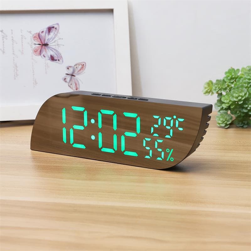 Cross-border desktop bedroom electronic alarm clock digital LED mirror electronic clock snooze digital temperature and humidity student clock