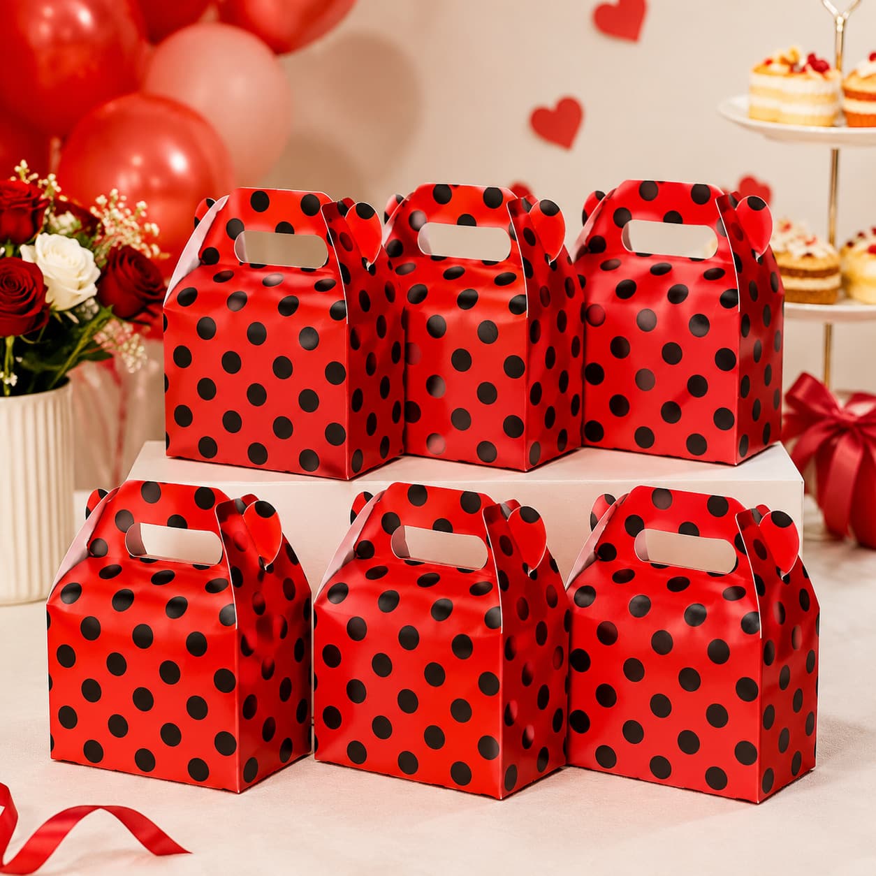 Cross-border popular seven-star ladybug paper gift box birthday party candy box packaging box party decoration supplies