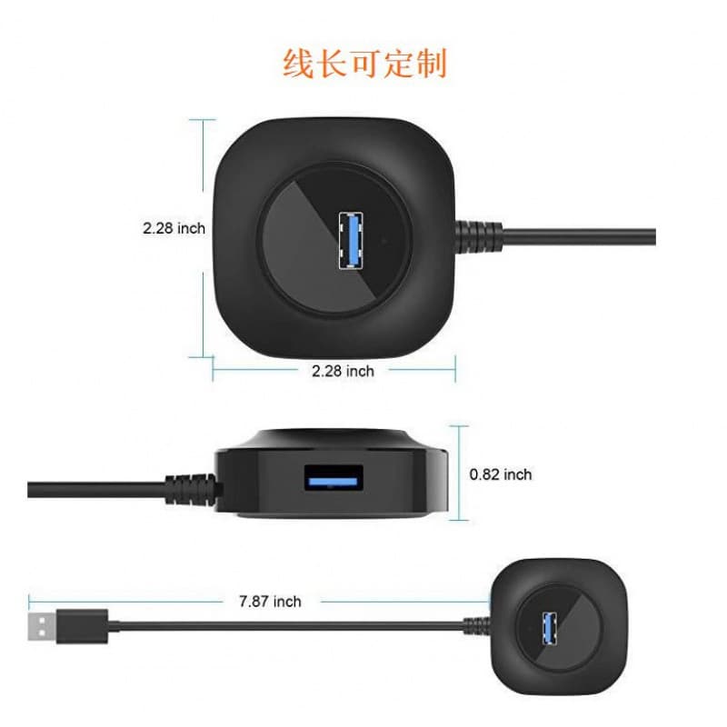 USB 3.0 Hub Splitter 1-to-4 Extender 4-Port USB Hub Multi-Interface