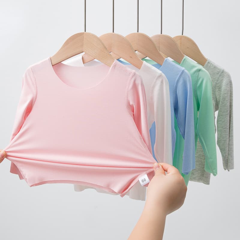 Baby Top Thin Modal T-Shirt Baby Base Shirt Children's Base Clothes Air-conditioning Clothes Autumn Clothes White Girls