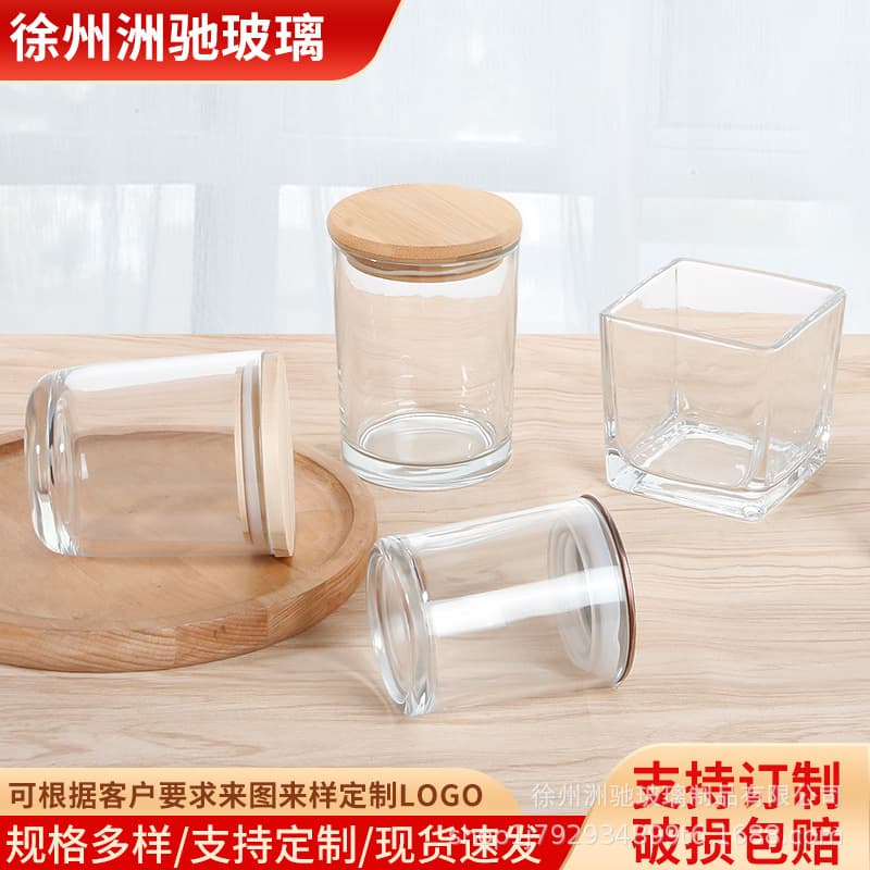 In Stock Wholesale Transparent Glass Candle Cup, DIY Simple Transparent Candle Cup, Candle Holder, Square Home Decorative Ornament