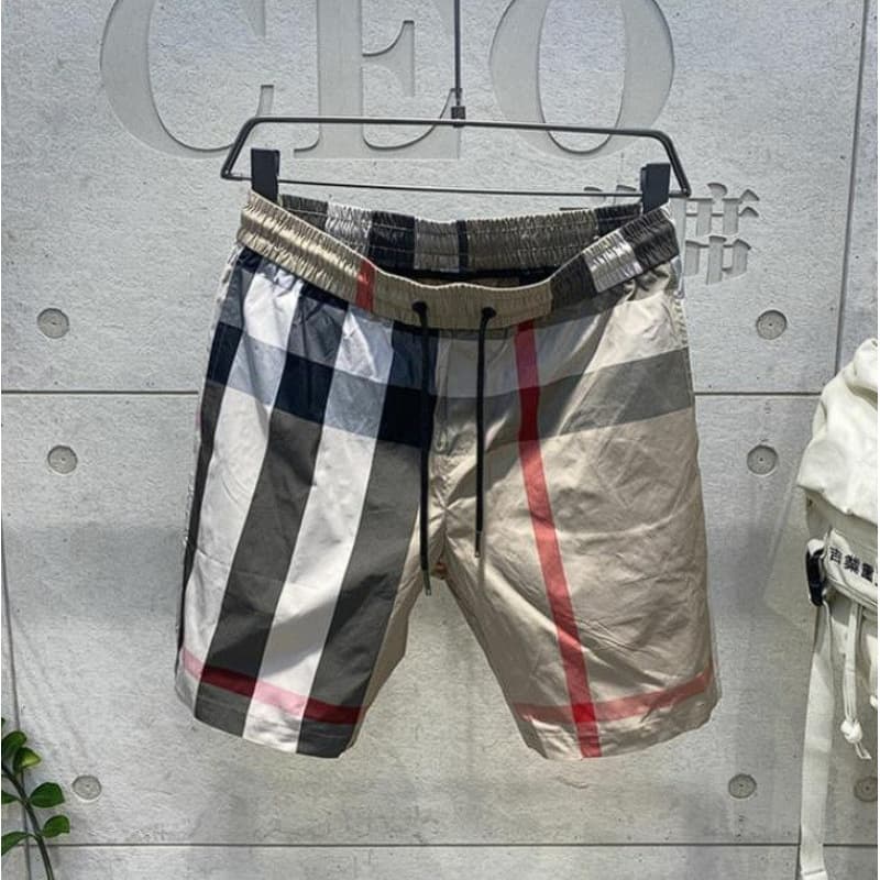 New Summer Men's Shorts Beach Shorts Sports Casual Mid-Length Simple Digital Print Camo Plaid Shorts