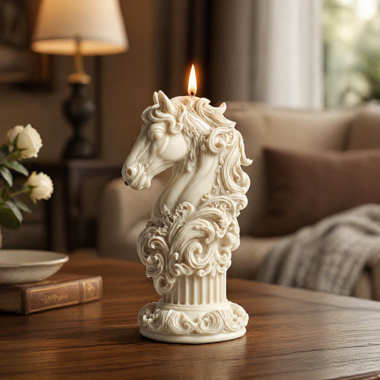 Sanxin Steed Totem Aromatherapy Candle Silicone Mold DIY Classic Horse Head Shape Candle Embossed Roman Column Ornament
