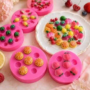 Mini Fruit Mango Cherry Orange Mangosteen Grape Pomegranate Shape Chocolate Fondant Mold Cake Decoration Mold
